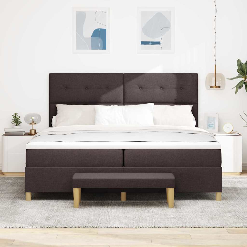 vidaXL Łóżko sprężynowe ciemnobrązowy 200 x 200 cm tkanina
