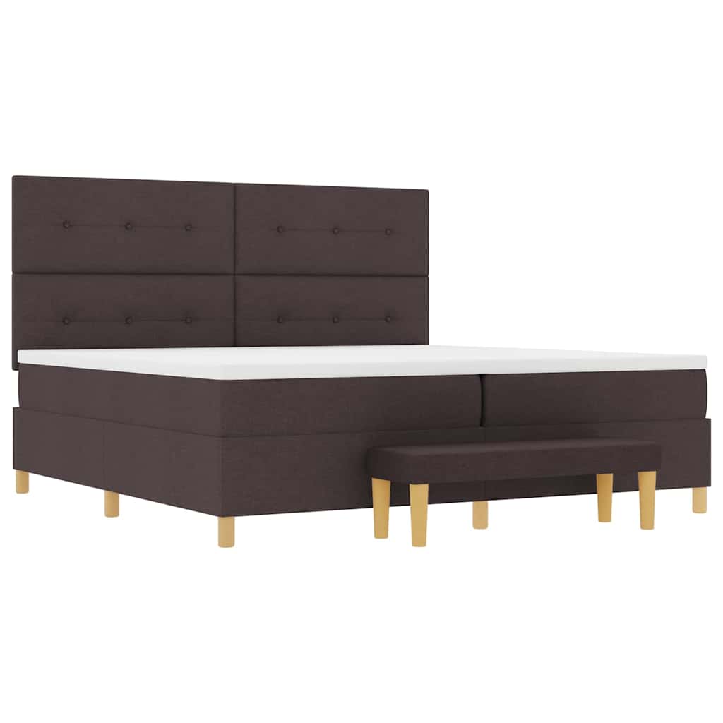 vidaXL Łóżko sprężynowe ciemnobrązowy 200 x 200 cm tkanina