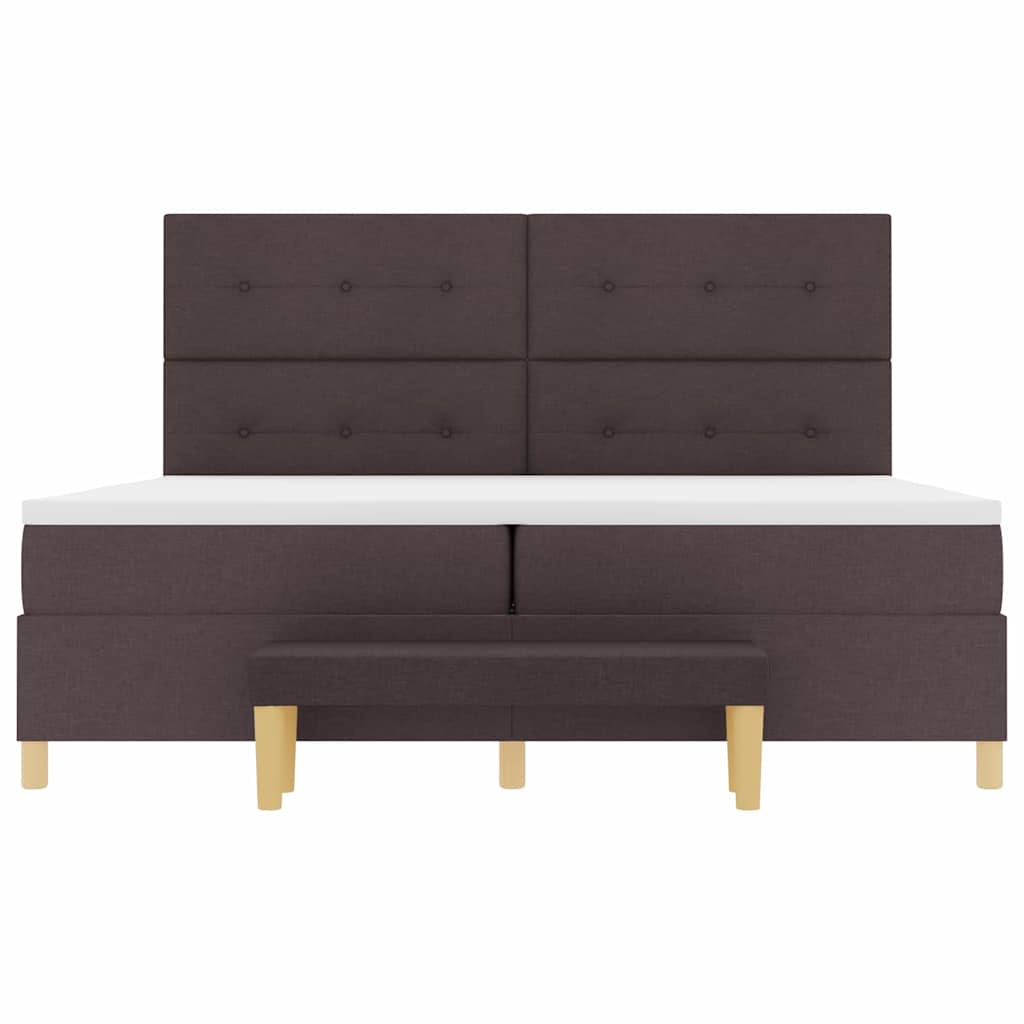 vidaXL Łóżko sprężynowe ciemnobrązowy 200 x 200 cm tkanina