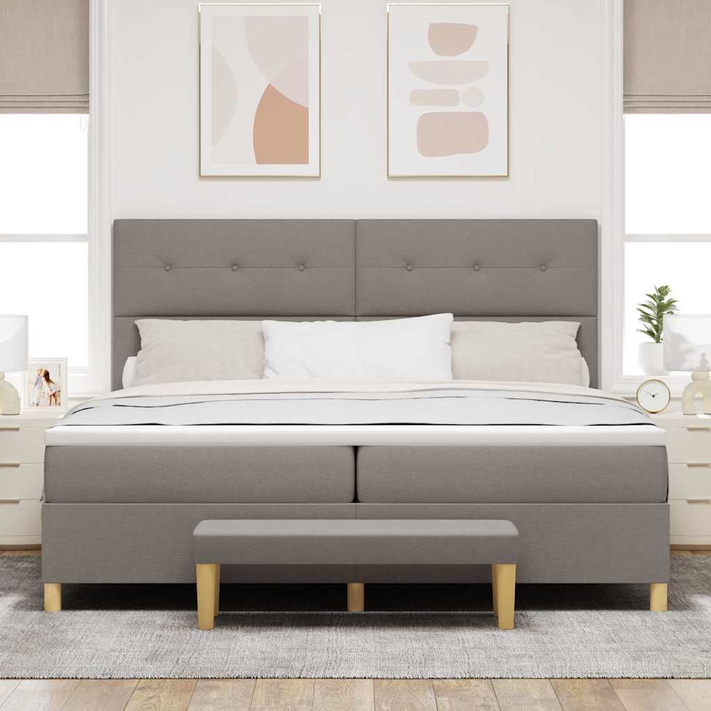 vidaXL Łóżko sprężynowe Z zagłówkiem Ciemnoszary 200 x 200 cm tkanina