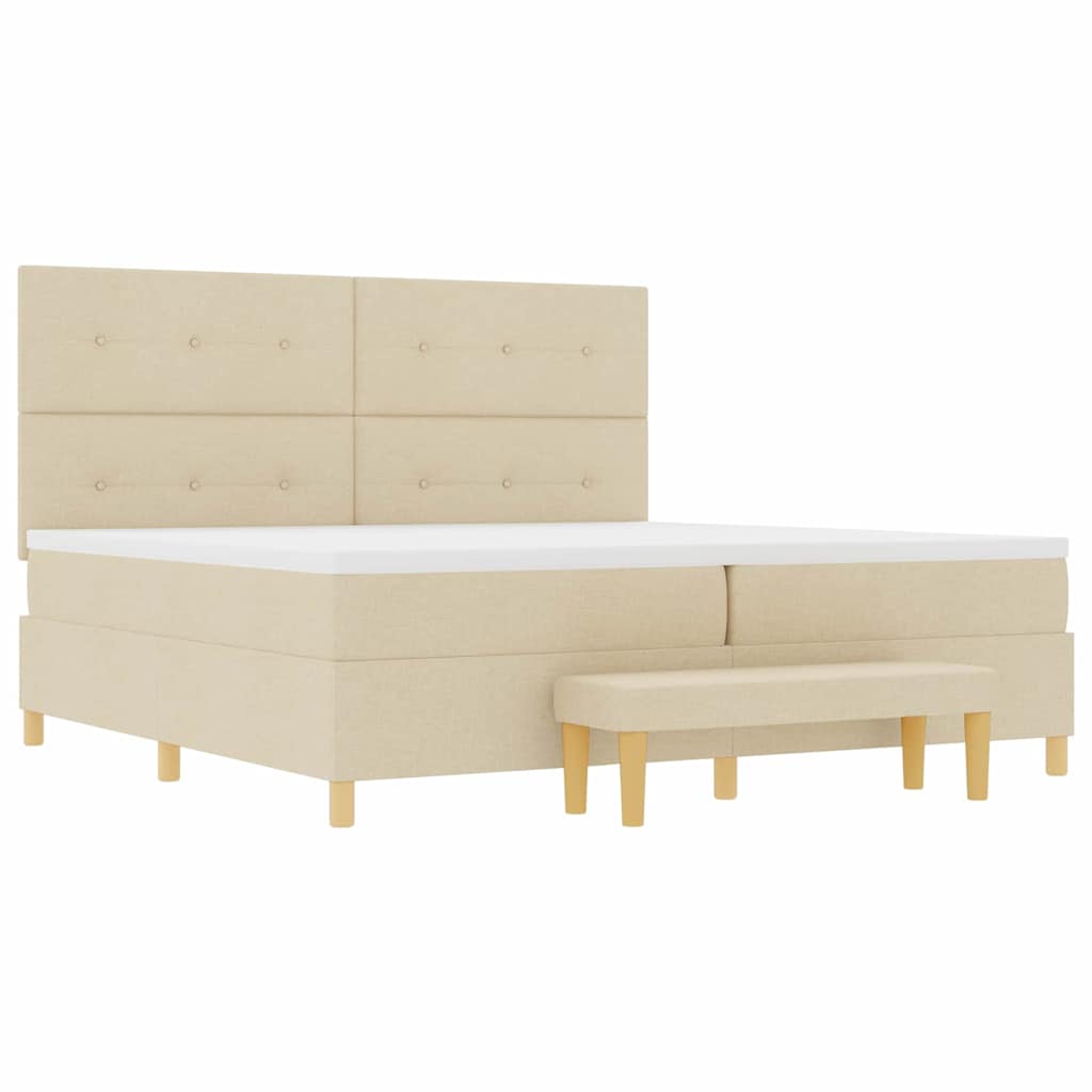 vidaXL Łóżko sprężynowe z materacem Kremowy 200 x 200 cm tkanina