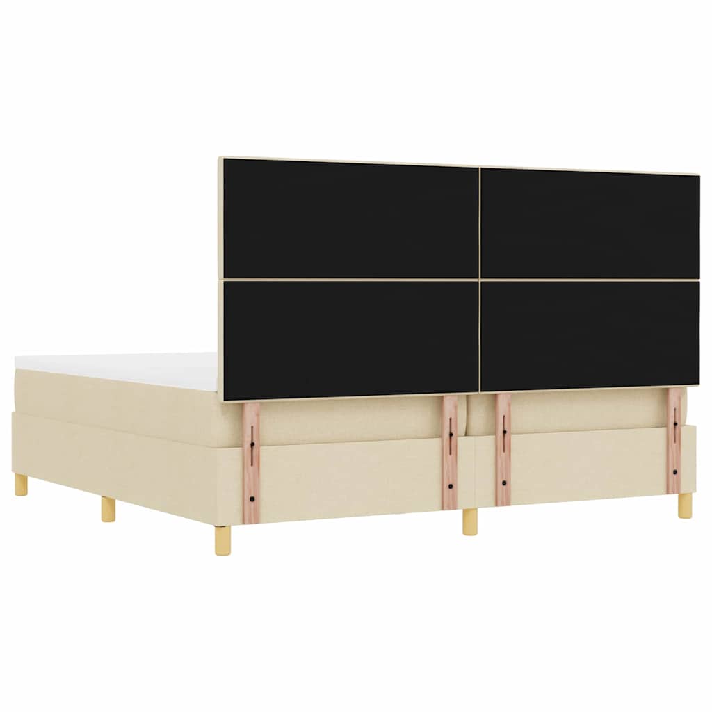vidaXL Łóżko sprężynowe z materacem Kremowy 200 x 200 cm tkanina