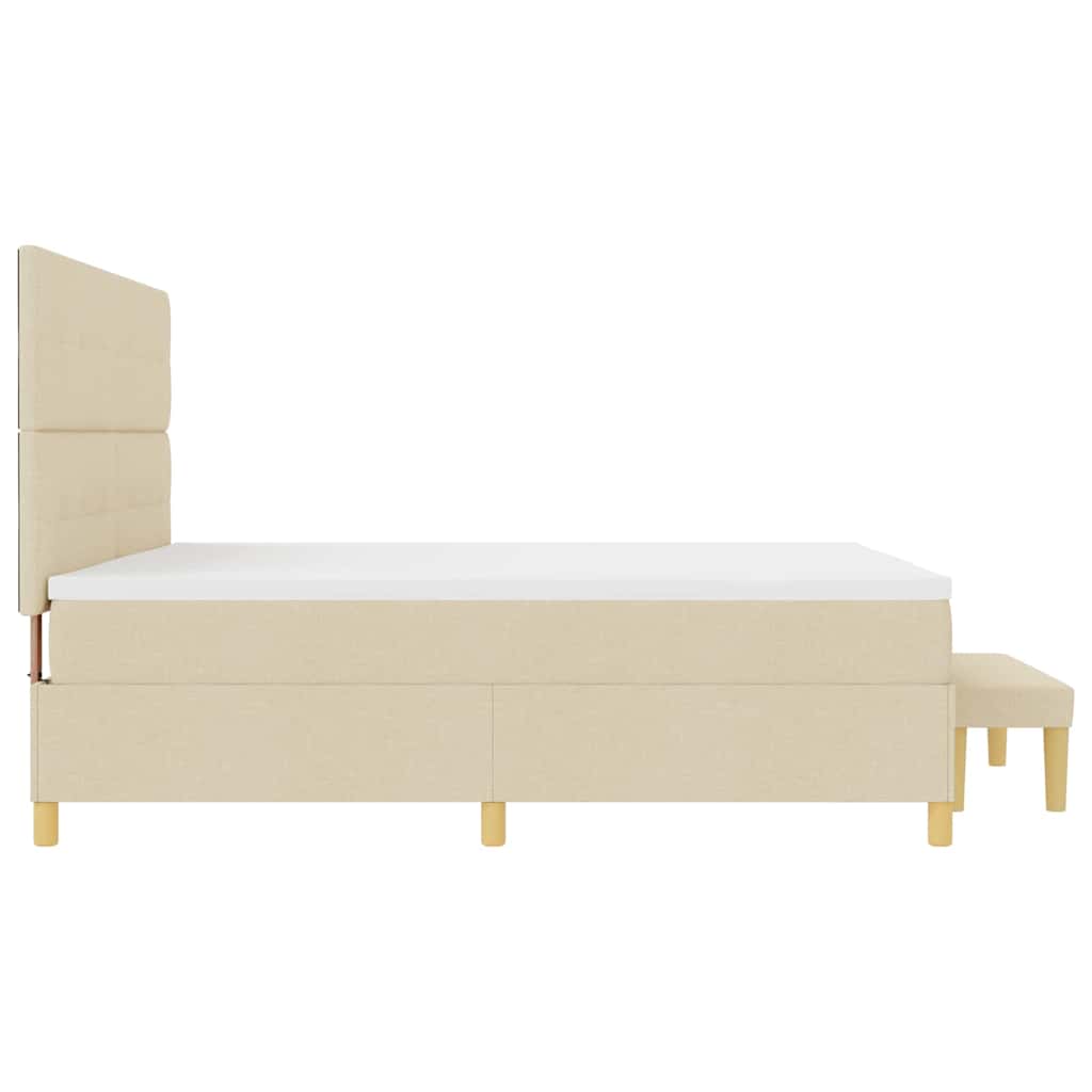vidaXL Łóżko sprężynowe z materacem Kremowy 200 x 200 cm tkanina