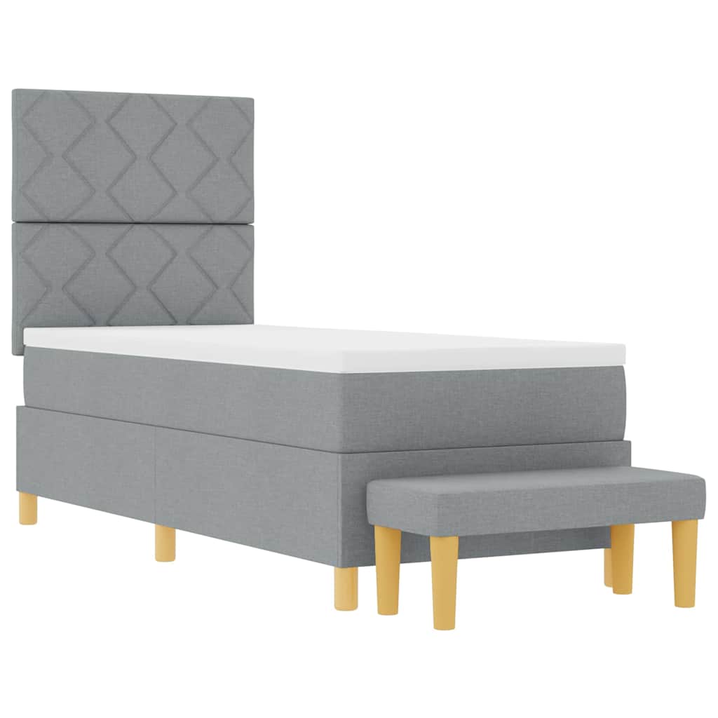 vidaXL Łóżko sprężynowe Z zagłówkiem Jasnoszary 200 x 80 cm tkanina