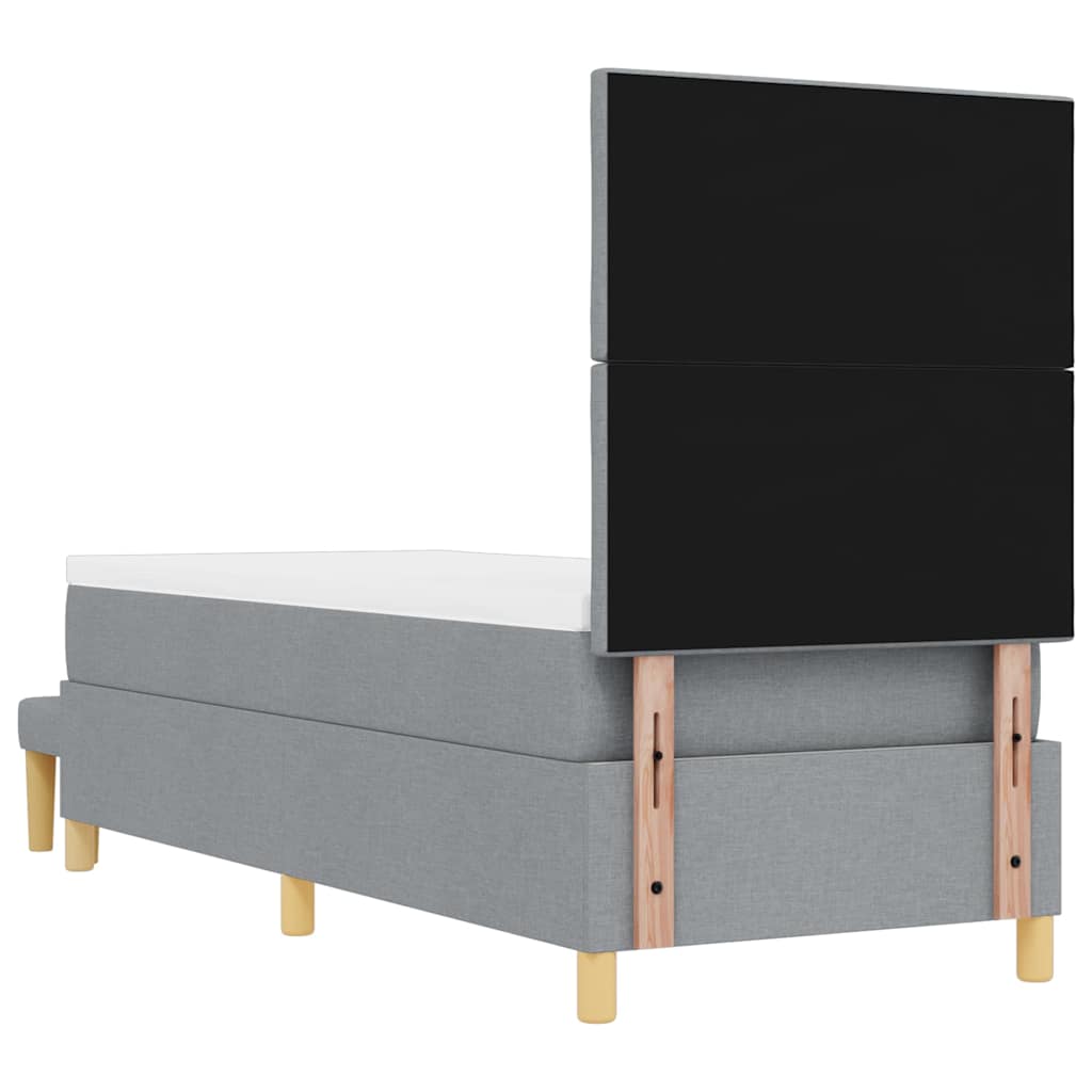 vidaXL Łóżko sprężynowe Z zagłówkiem Jasnoszary 200 x 80 cm tkanina