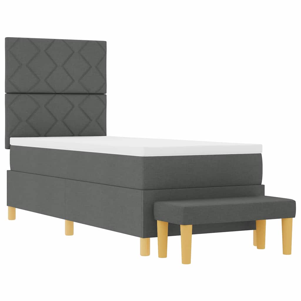 vidaXL Łóżko sprężynowe Z zagłówkiem ciemno szary 200 x 80 cm tkanina
