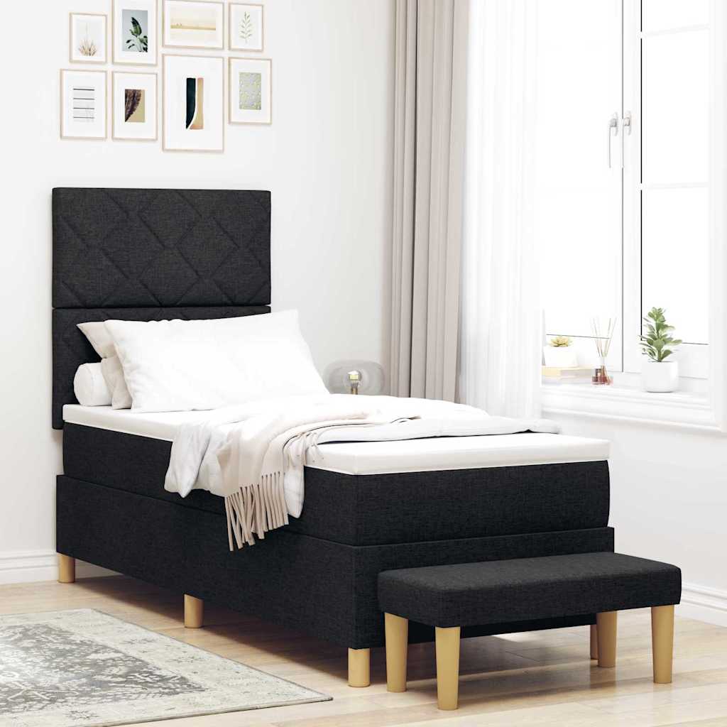 vidaXL Łóżko sprężynowe z poduszką Czarny 200 x 80 cm tkanina