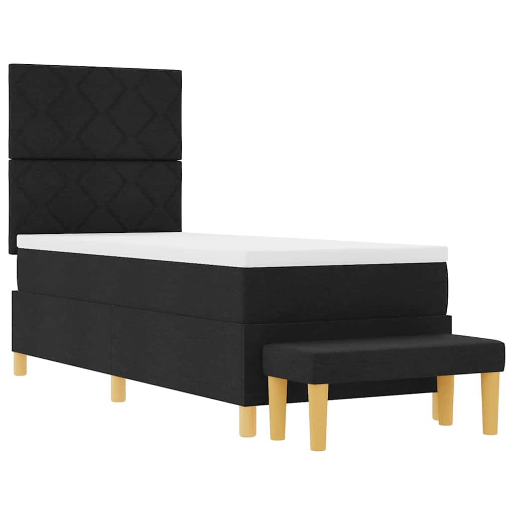 vidaXL Łóżko sprężynowe z poduszką Czarny 200 x 80 cm tkanina