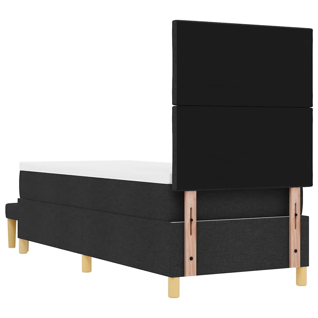 vidaXL Łóżko sprężynowe z poduszką Czarny 200 x 80 cm tkanina