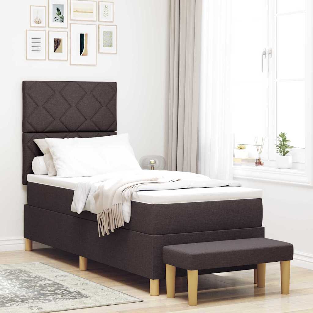 vidaXL Łóżko sprężynowe Z zagłówkiem ciemnobrązowy 200 x 80 cm tkanina