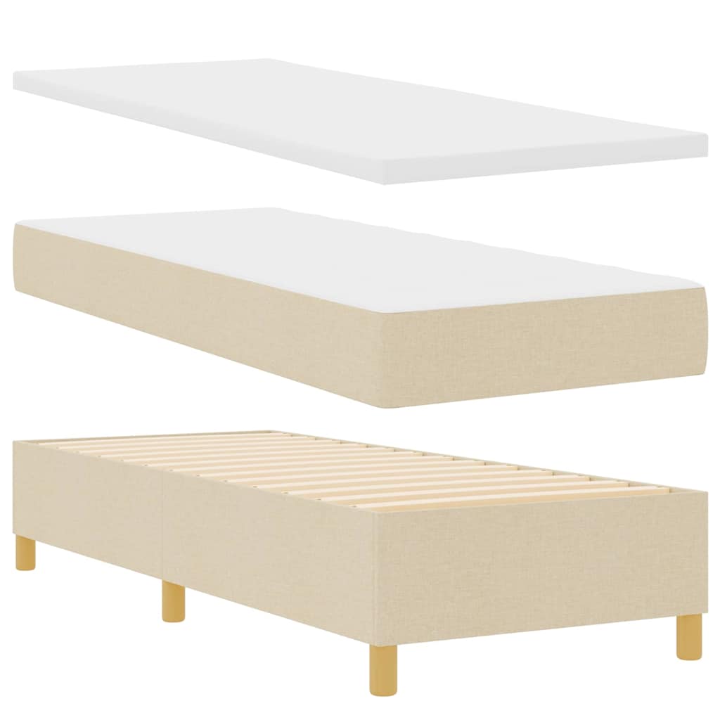 vidaXL Łóżko sprężynowe z poduszką Kremowy 200 x 80 cm tkanina
