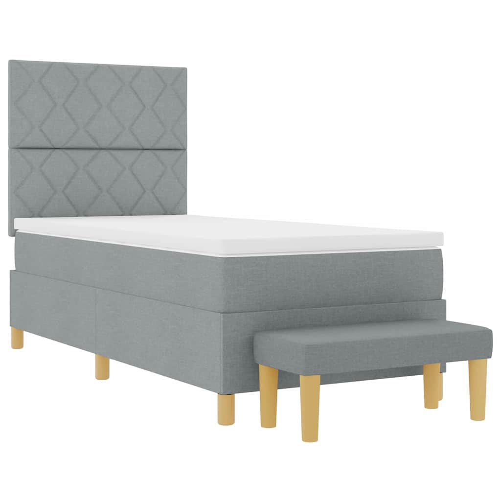 vidaXL Łóżko sprężynowe Z zagłówkiem Jasnoszary 200 x 80 cm tkanina