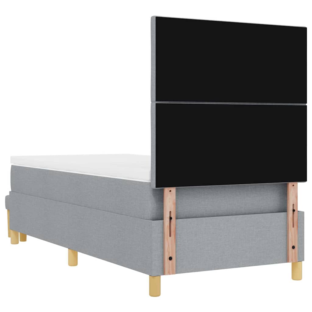 vidaXL Łóżko sprężynowe Z zagłówkiem Jasnoszary 200 x 80 cm tkanina