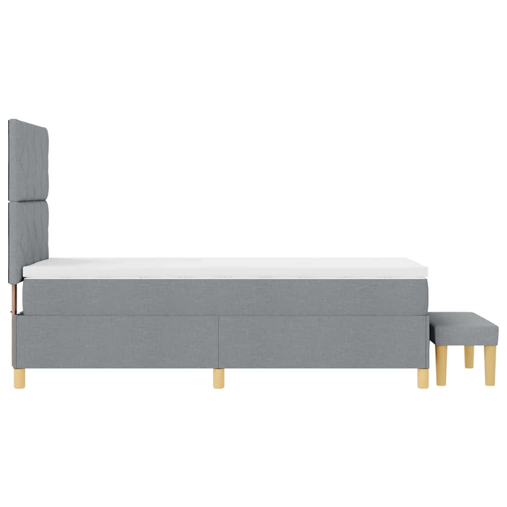 vidaXL Łóżko sprężynowe Z zagłówkiem Jasnoszary 200 x 80 cm tkanina