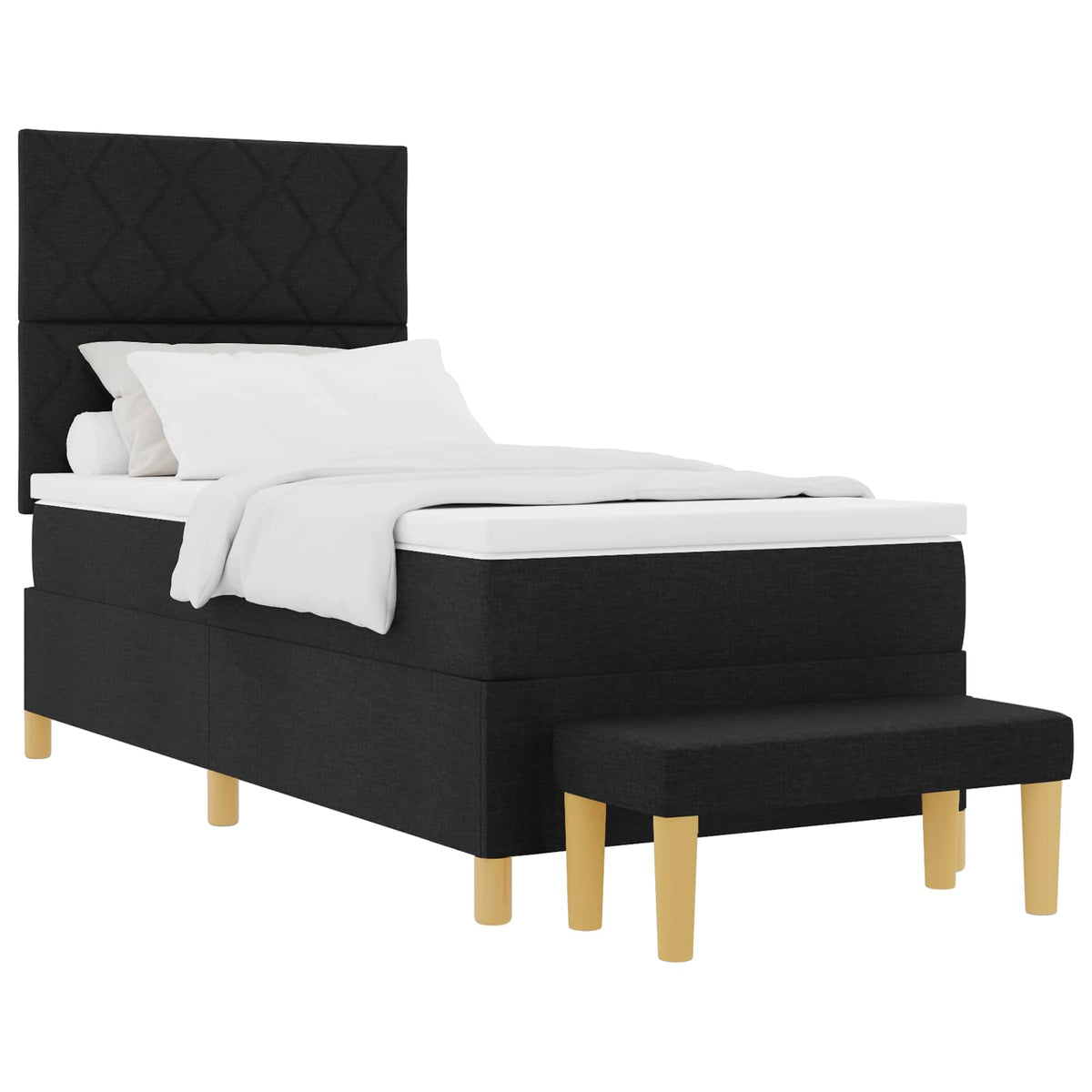 vidaXL Łóżko sprężynowe z poduszką Czarny 200 x 90 cm tkanina