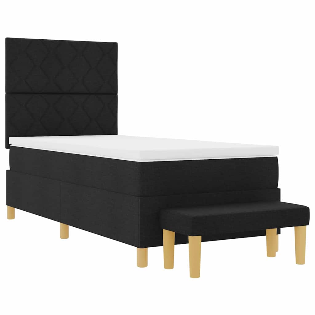 vidaXL Łóżko sprężynowe z poduszką Czarny 200 x 90 cm tkanina