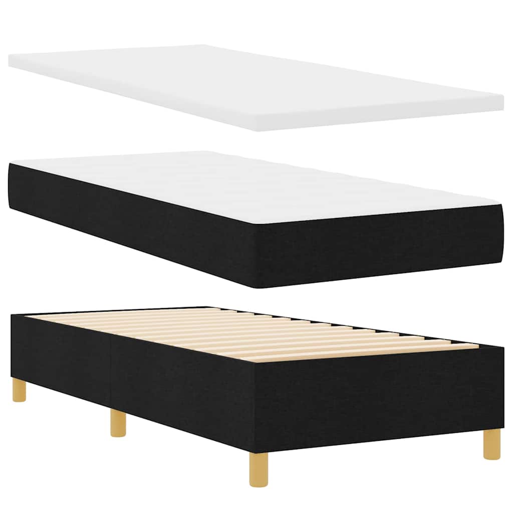 vidaXL Łóżko sprężynowe z poduszką Czarny 200 x 90 cm tkanina