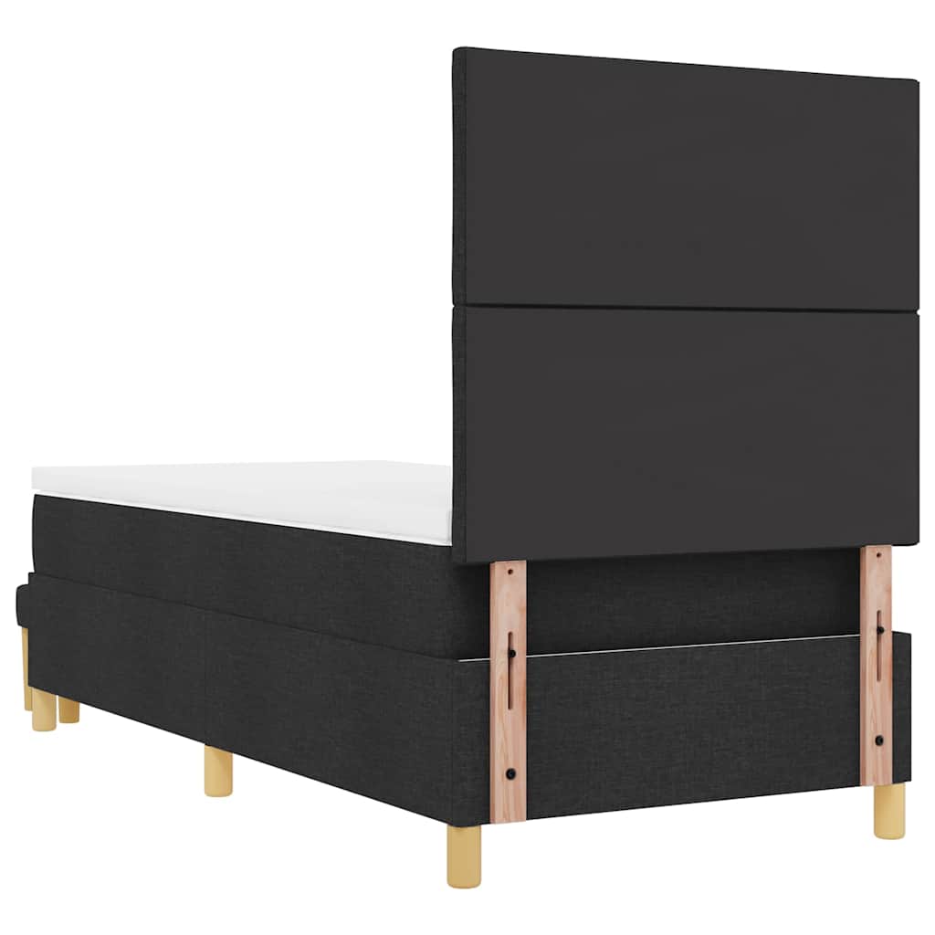 vidaXL Łóżko sprężynowe z poduszką Czarny 200 x 90 cm tkanina