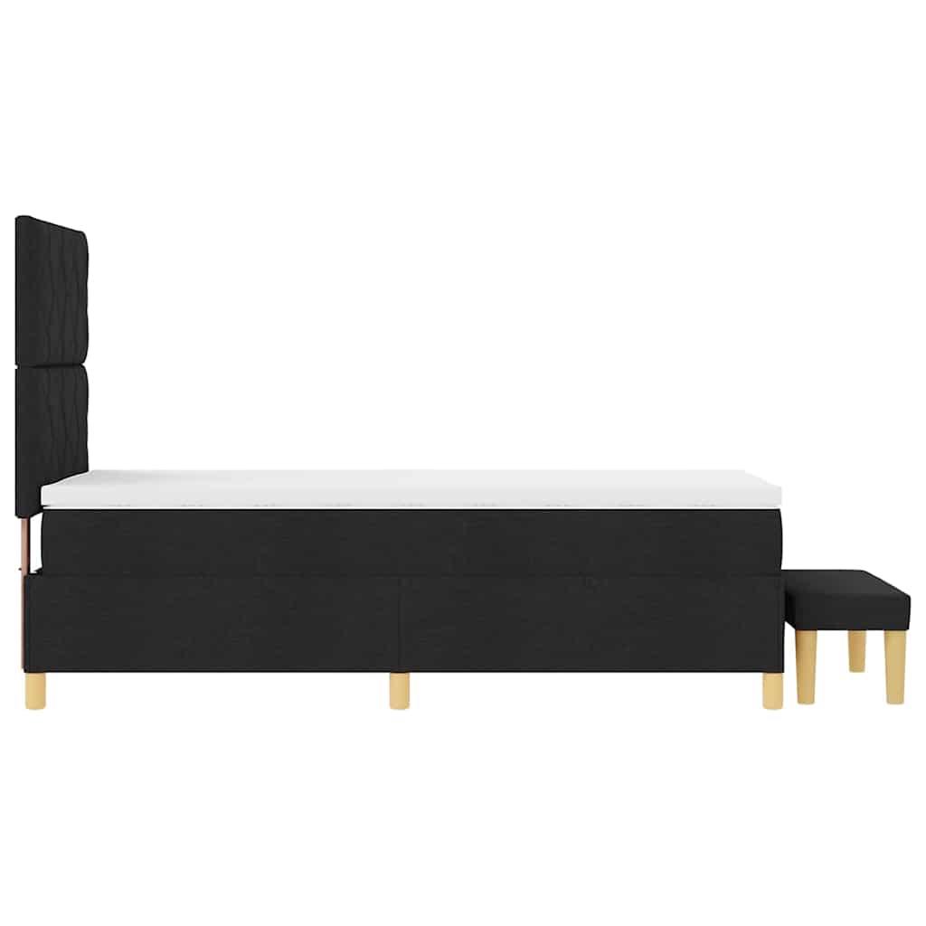 vidaXL Łóżko sprężynowe z poduszką Czarny 200 x 90 cm tkanina