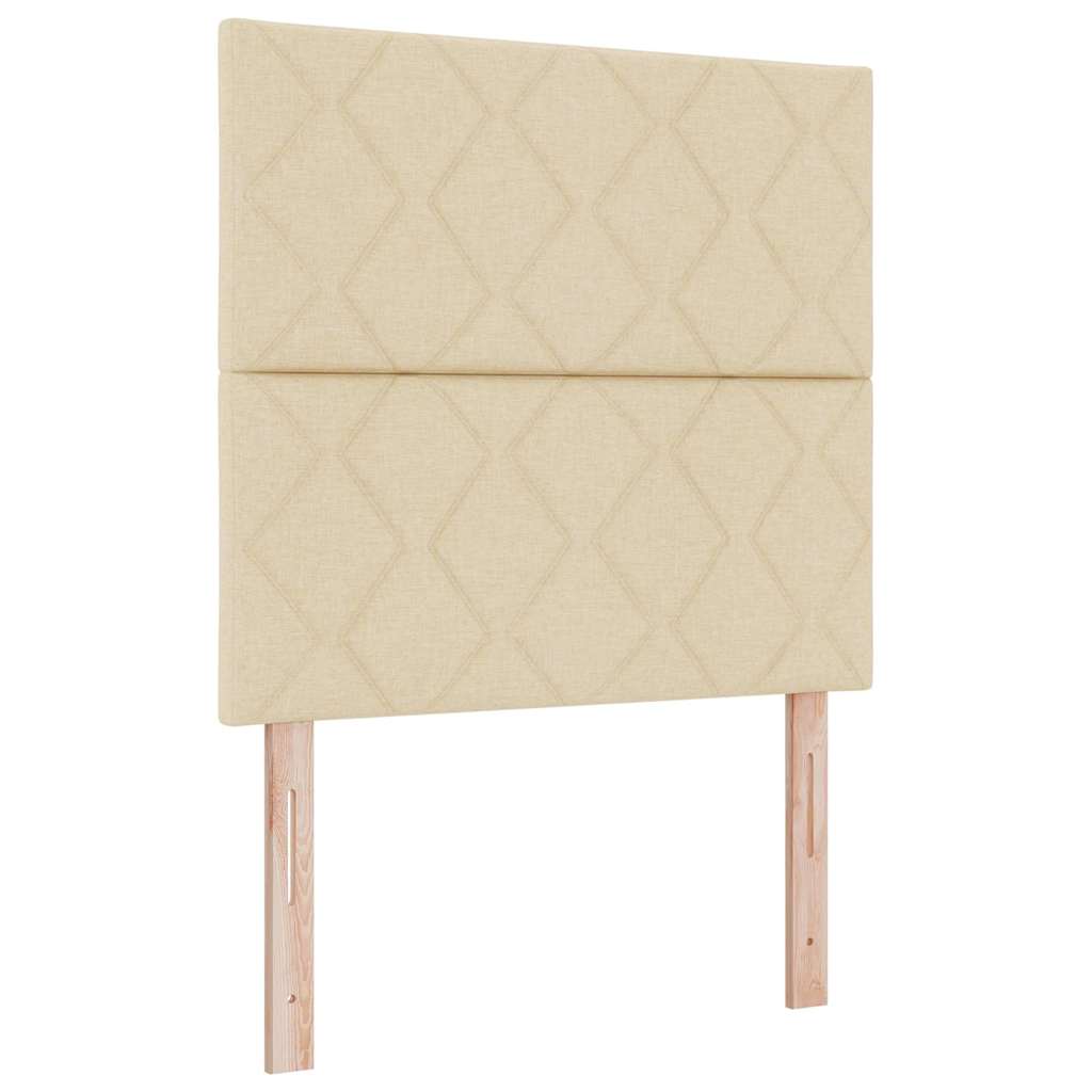 vidaXL Łóżko sprężynowe Z zagłówkiem Kremowy 200 x 90 cm tkanina
