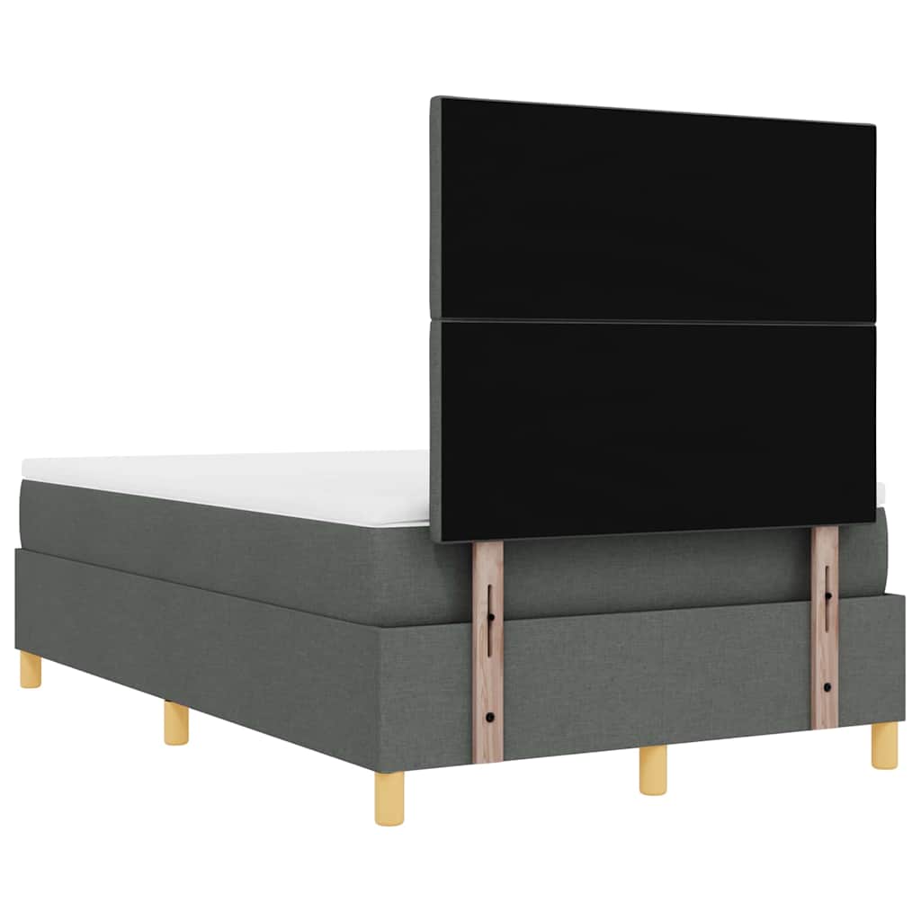 vidaXL Łóżko sprężynowe z poduszką ciemno szary 200 x 120 cm tkanina