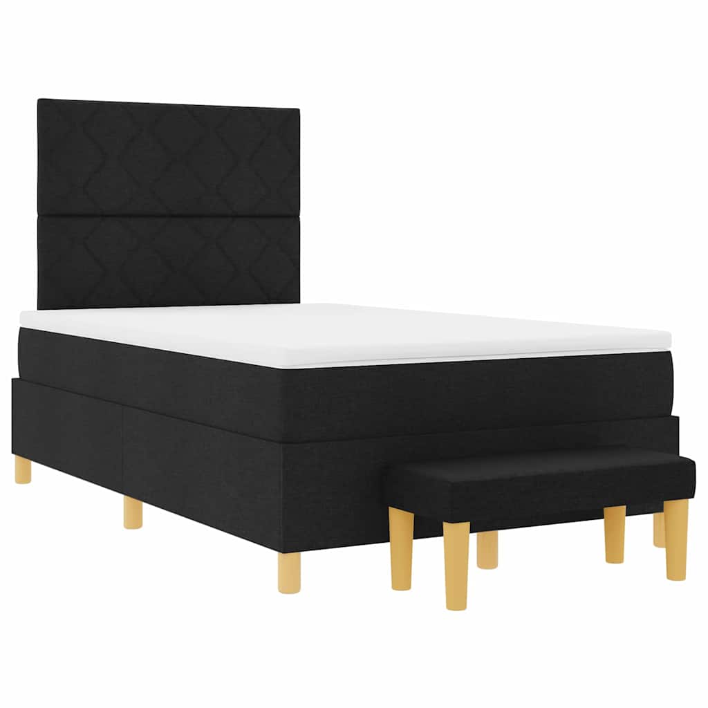vidaXL Łóżko sprężynowe z poduszką Czarny 200 x 120 cm tkanina