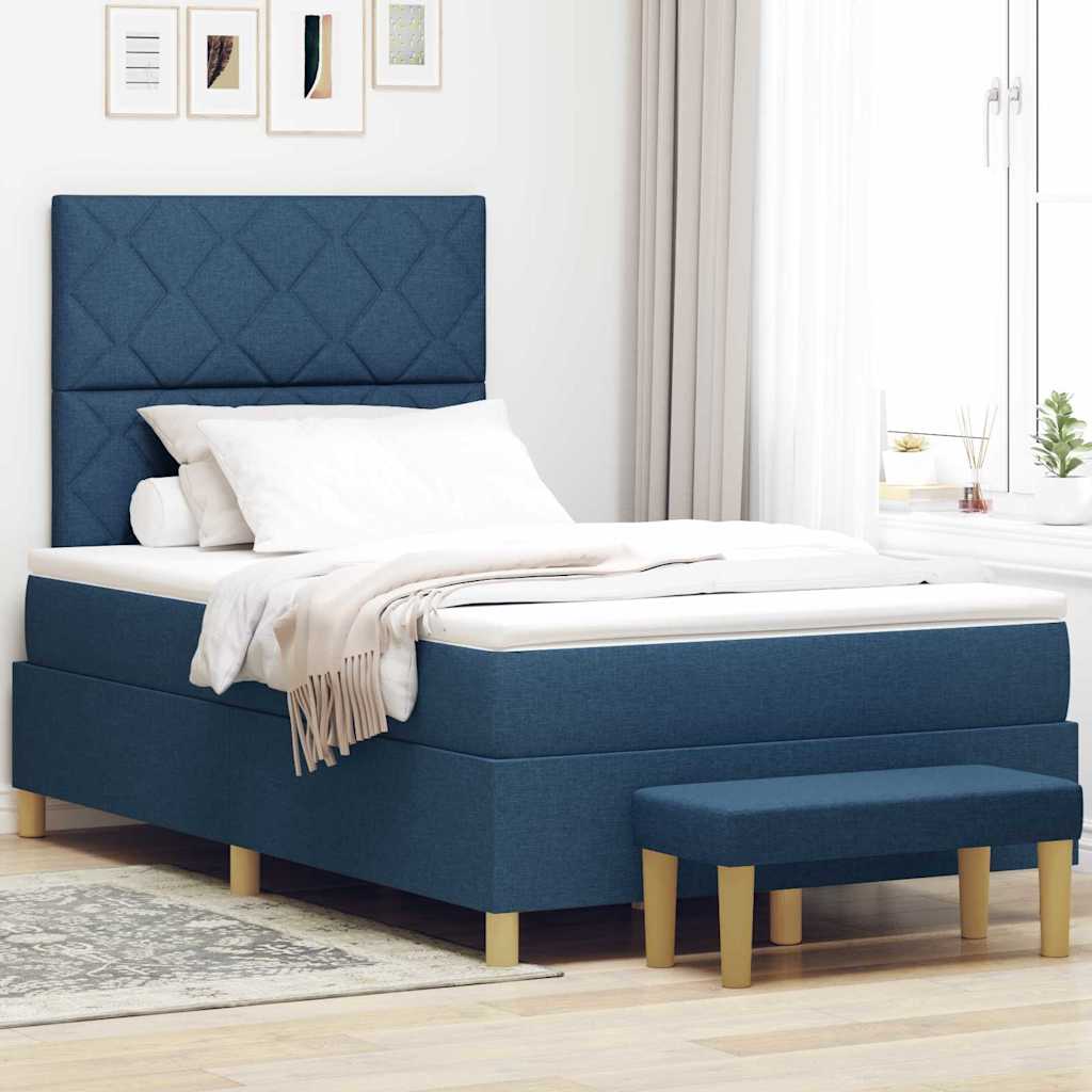 vidaXL Łóżko sprężynowe z poduszką Niebieski 200 x 120 cm tkanina