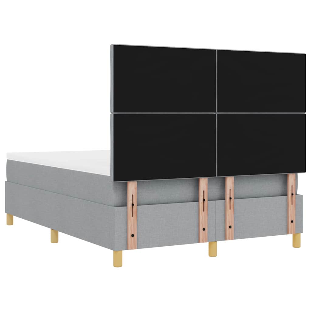 vidaXL Łóżko sprężynowe Z zagłówkiem Jasnoszary 190 x 140 cm tkanina