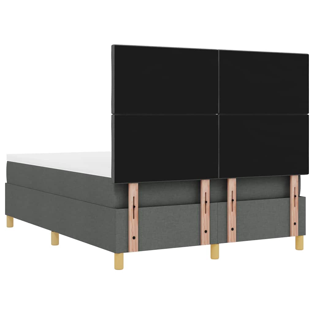 vidaXL Łóżko sprężynowe Z zagłówkiem ciemno szary 200 x 140 cm tkanina