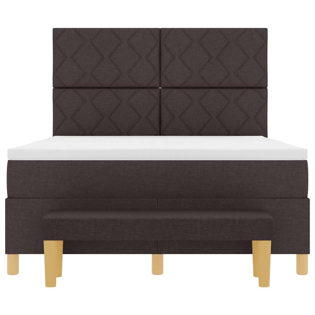 vidaXL Łóżko sprężynowe ciemnobrązowy 200 x 140 cm tkanina