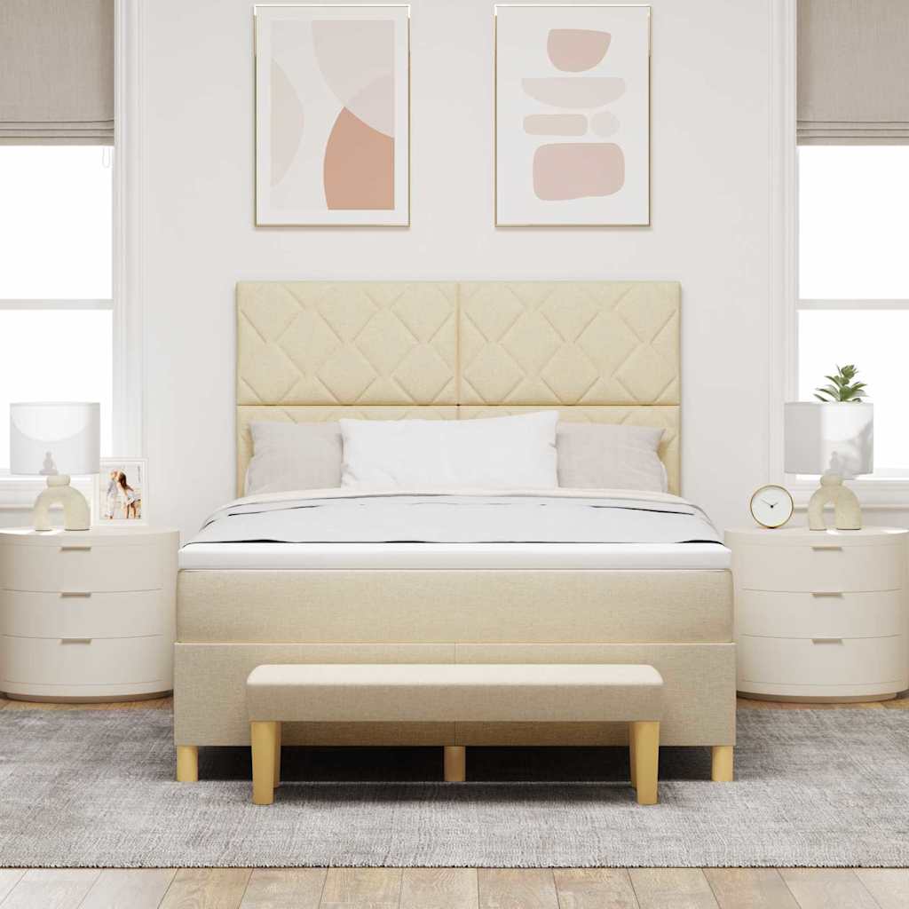 vidaXL Łóżko sprężynowe z poduszką Kremowy 200 x 160 cm tkanina