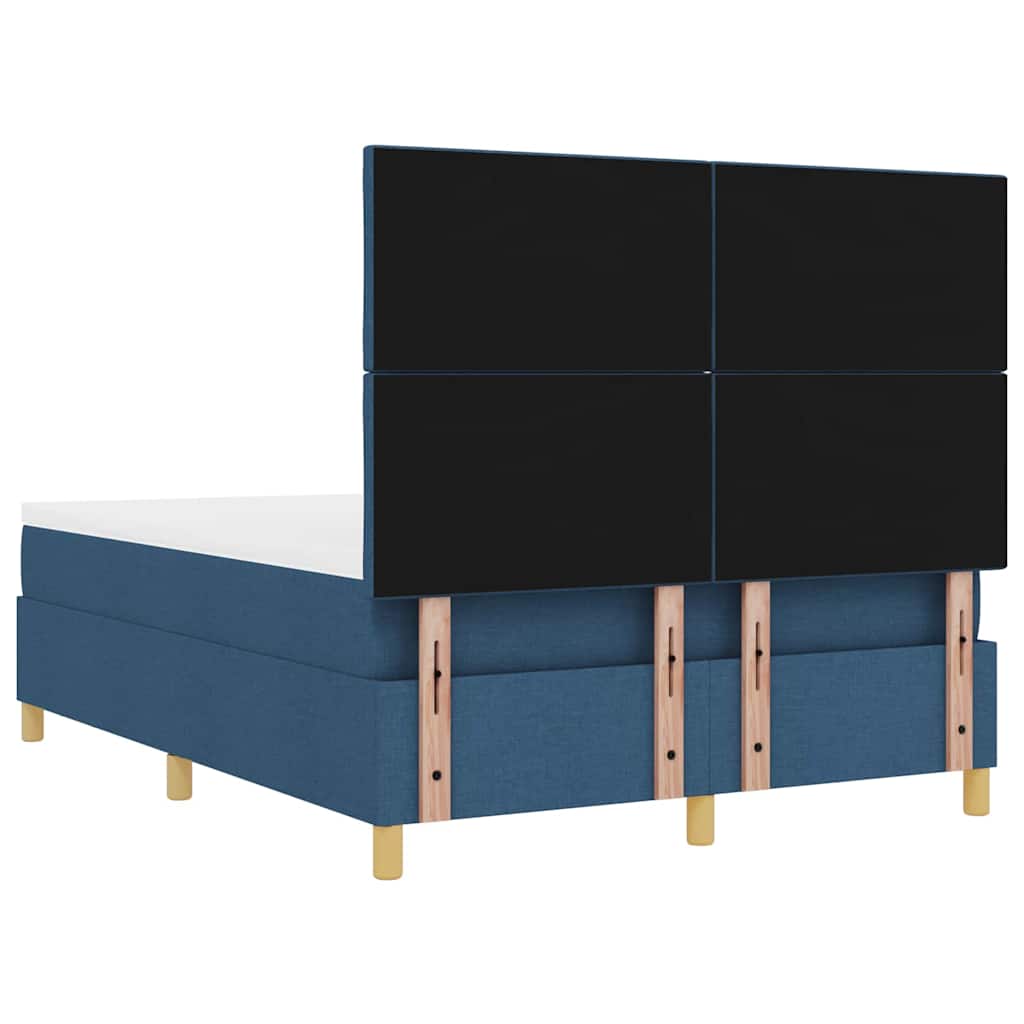 vidaXL Łóżko sprężynowe z poduszką Niebieski 200 x 160 cm tkanina