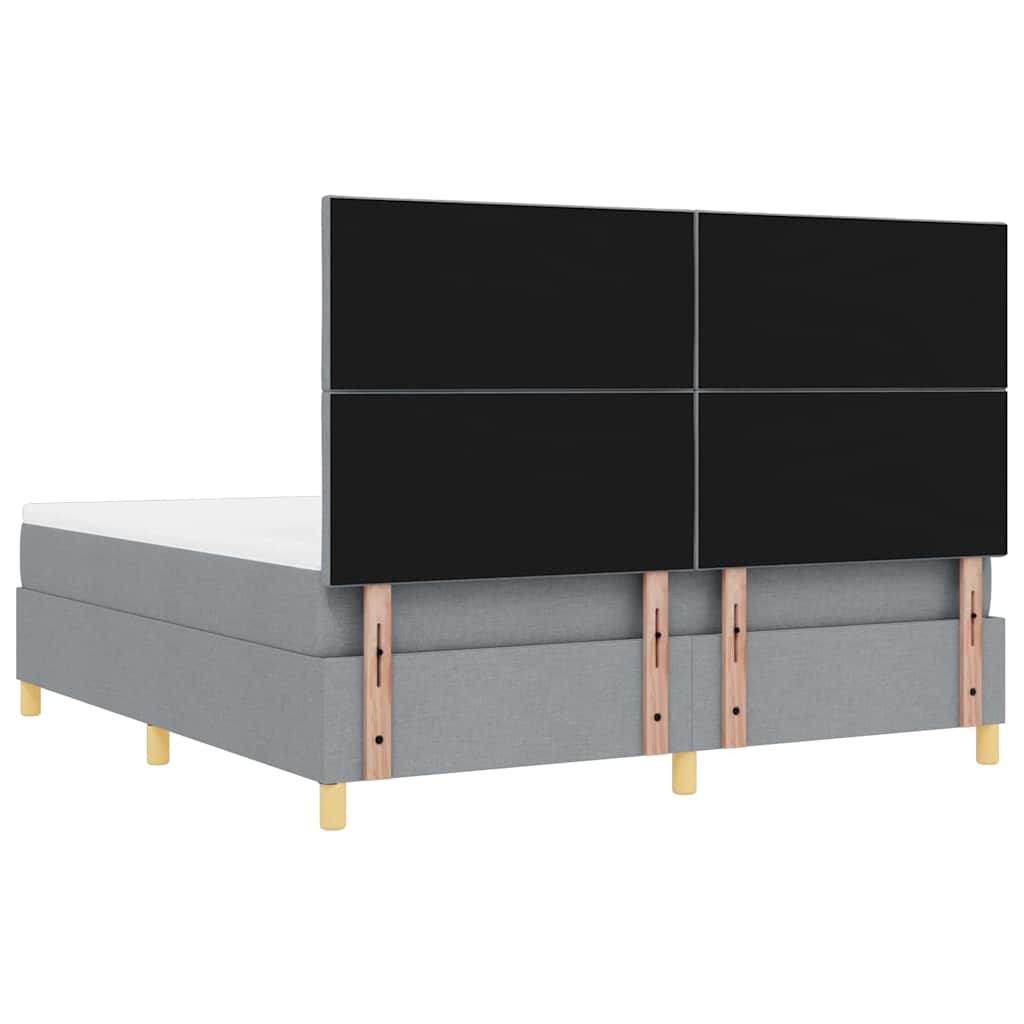 vidaXL Łóżko sprężynowe Z zagłówkiem Jasnoszary 200 x 180 cm tkanina