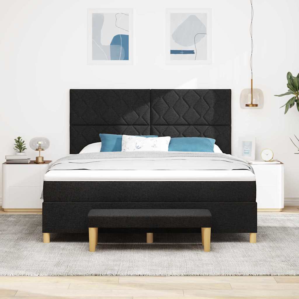 vidaXL Łóżko sprężynowe Z zagłówkiem Czarny 200 x 180 cm tkanina