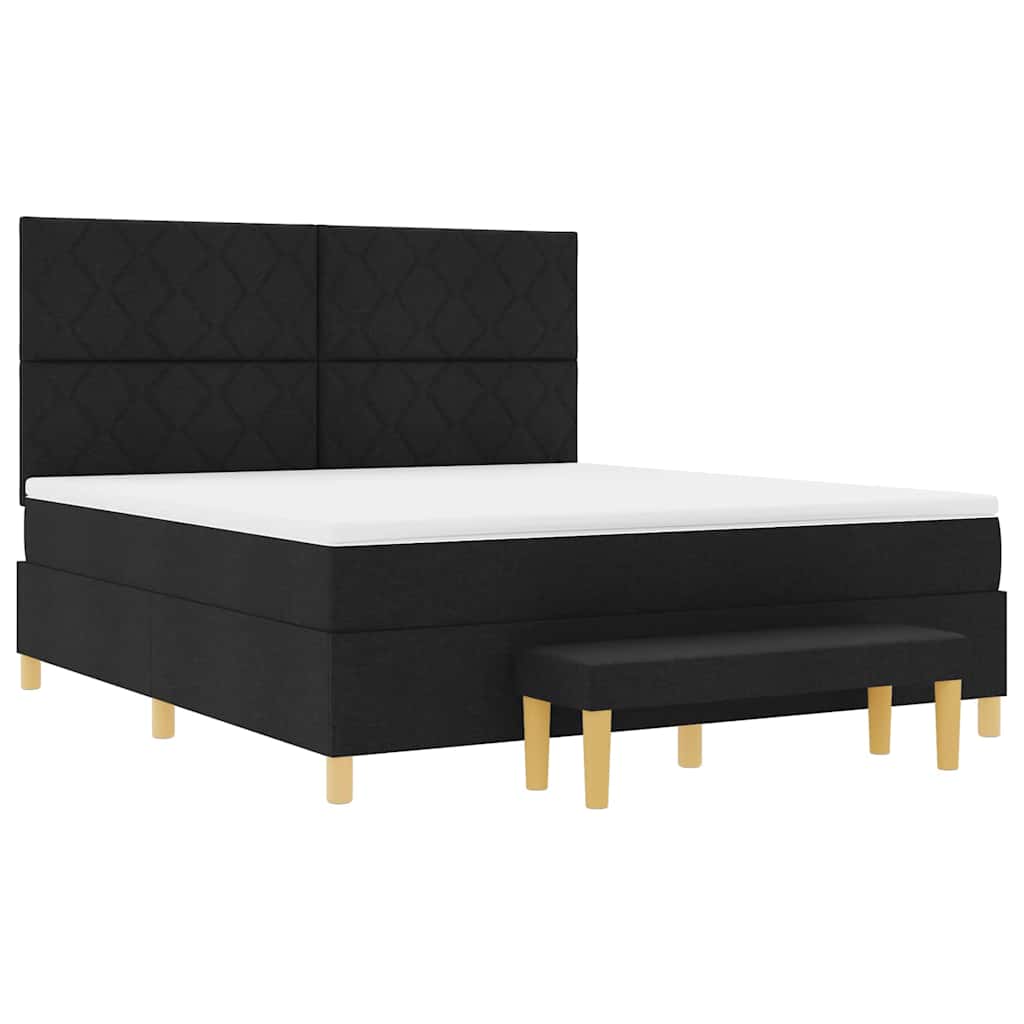 vidaXL Łóżko sprężynowe Z zagłówkiem Czarny 200 x 180 cm tkanina