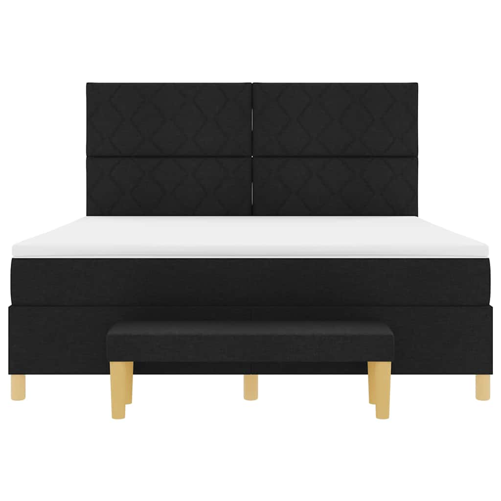 vidaXL Łóżko sprężynowe Z zagłówkiem Czarny 200 x 180 cm tkanina