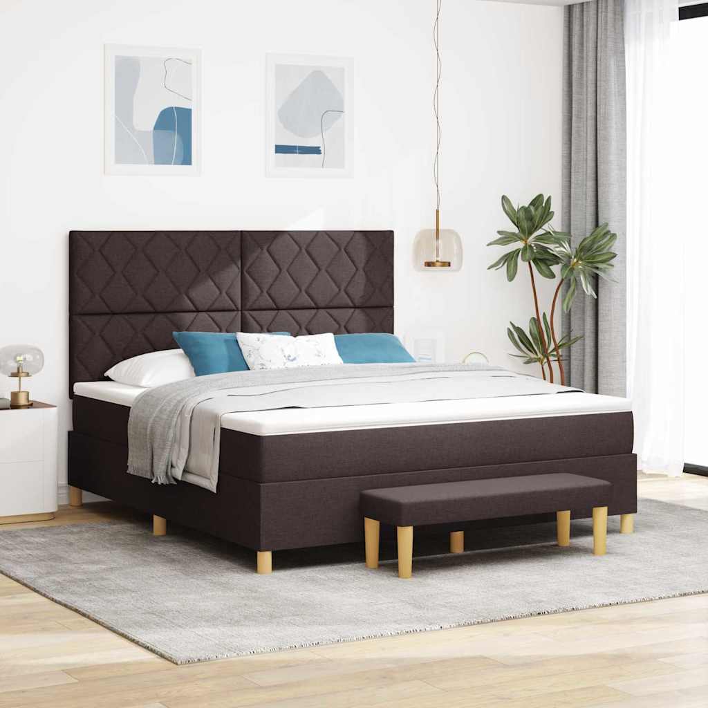 vidaXL Łóżko sprężynowe Z zagłówkiem Ciemny brąz 200 x 180 cm tkanina