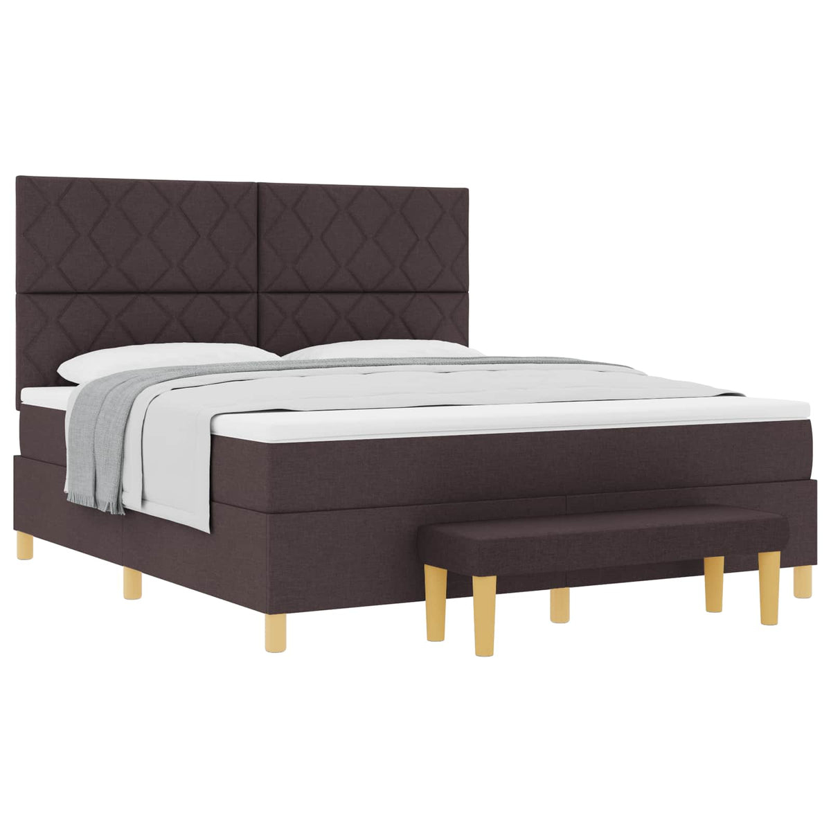 vidaXL Łóżko sprężynowe Z zagłówkiem Ciemny brąz 200 x 180 cm tkanina