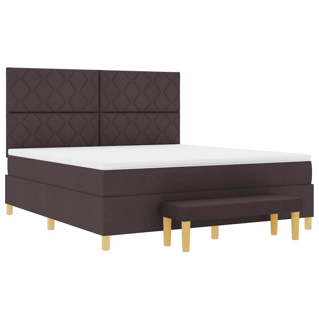 vidaXL Łóżko sprężynowe Z zagłówkiem Ciemny brąz 200 x 180 cm tkanina