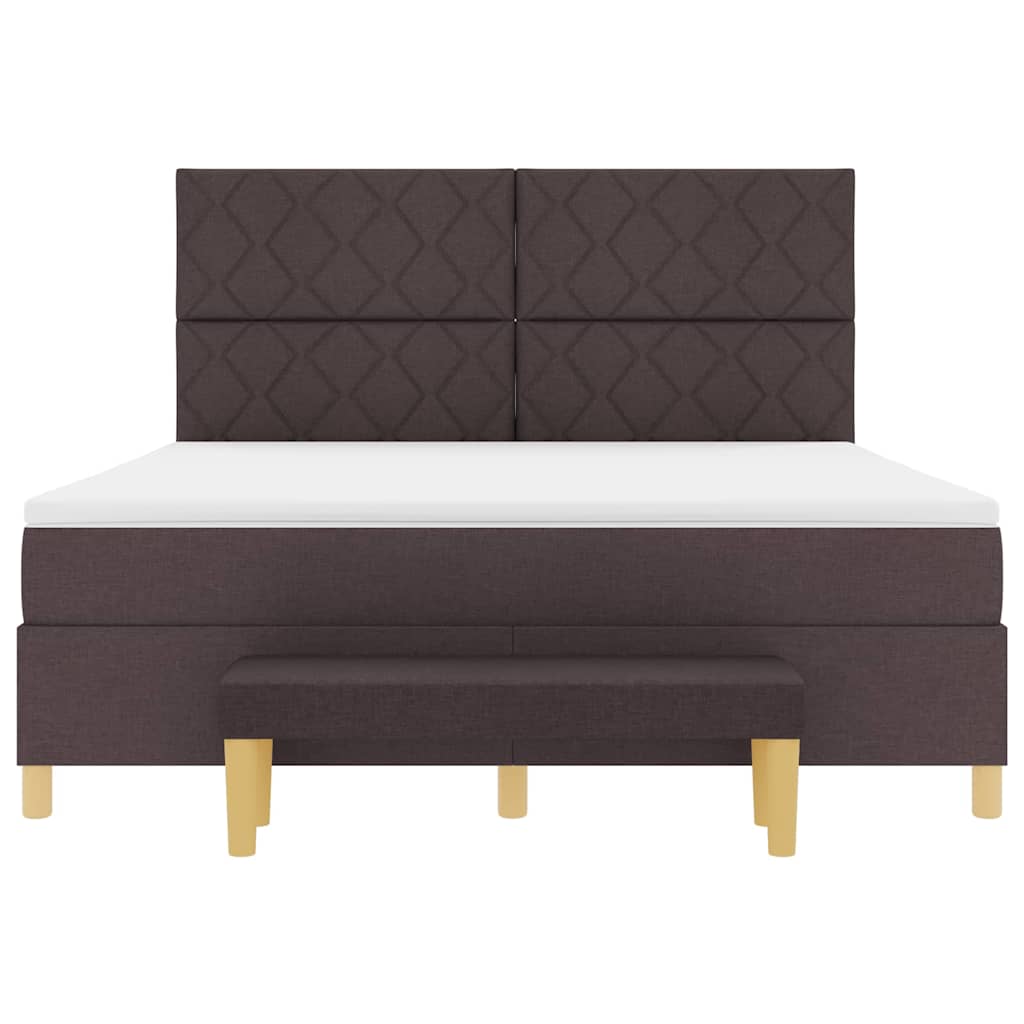 vidaXL Łóżko sprężynowe Z zagłówkiem Ciemny brąz 200 x 180 cm tkanina