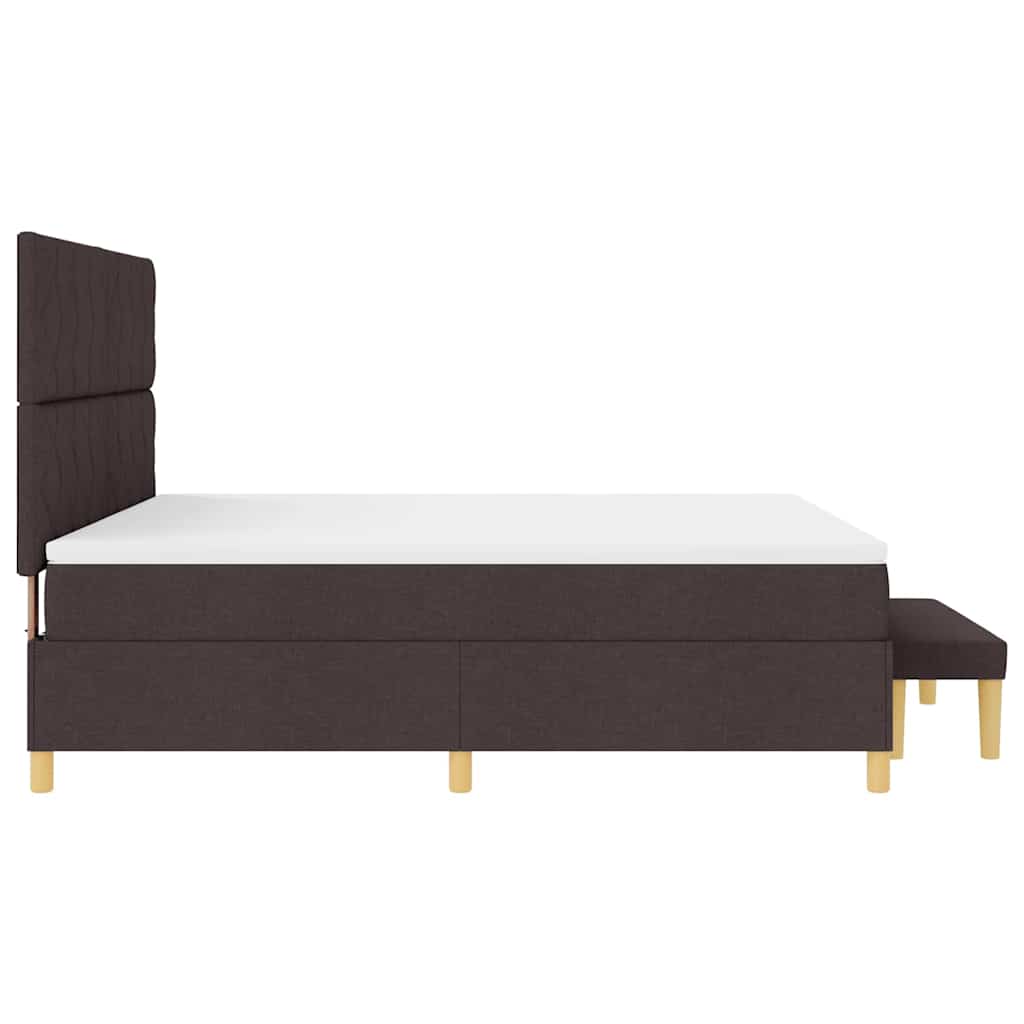 vidaXL Łóżko sprężynowe Z zagłówkiem Ciemny brąz 200 x 180 cm tkanina