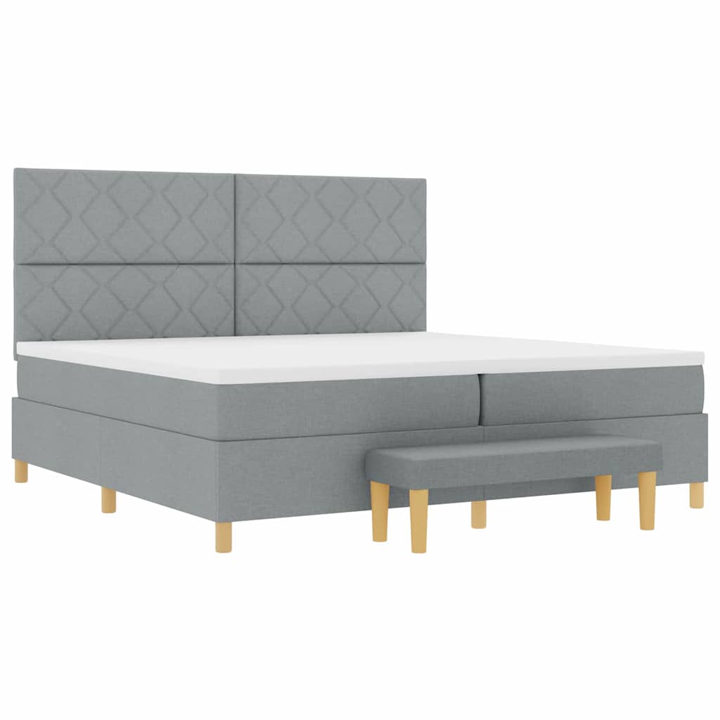 vidaXL Łóżko sprężynowe z materacem Jasnoszary 200 x 200 cm tkanina
