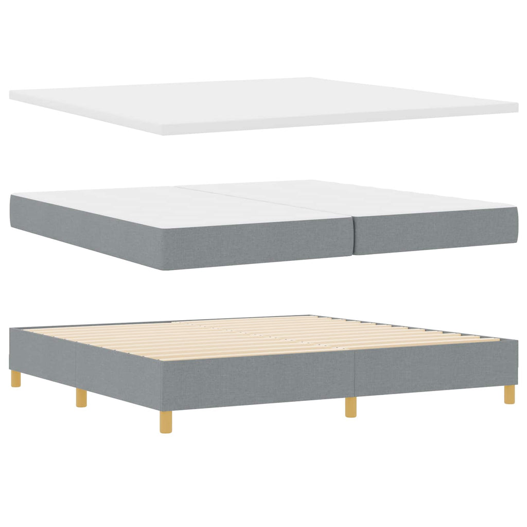 vidaXL Łóżko sprężynowe z materacem Jasnoszary 200 x 200 cm tkanina