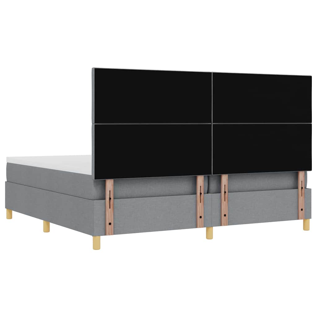 vidaXL Łóżko sprężynowe z materacem Jasnoszary 200 x 200 cm tkanina