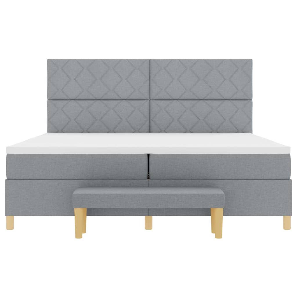 vidaXL Łóżko sprężynowe z materacem Jasnoszary 200 x 200 cm tkanina