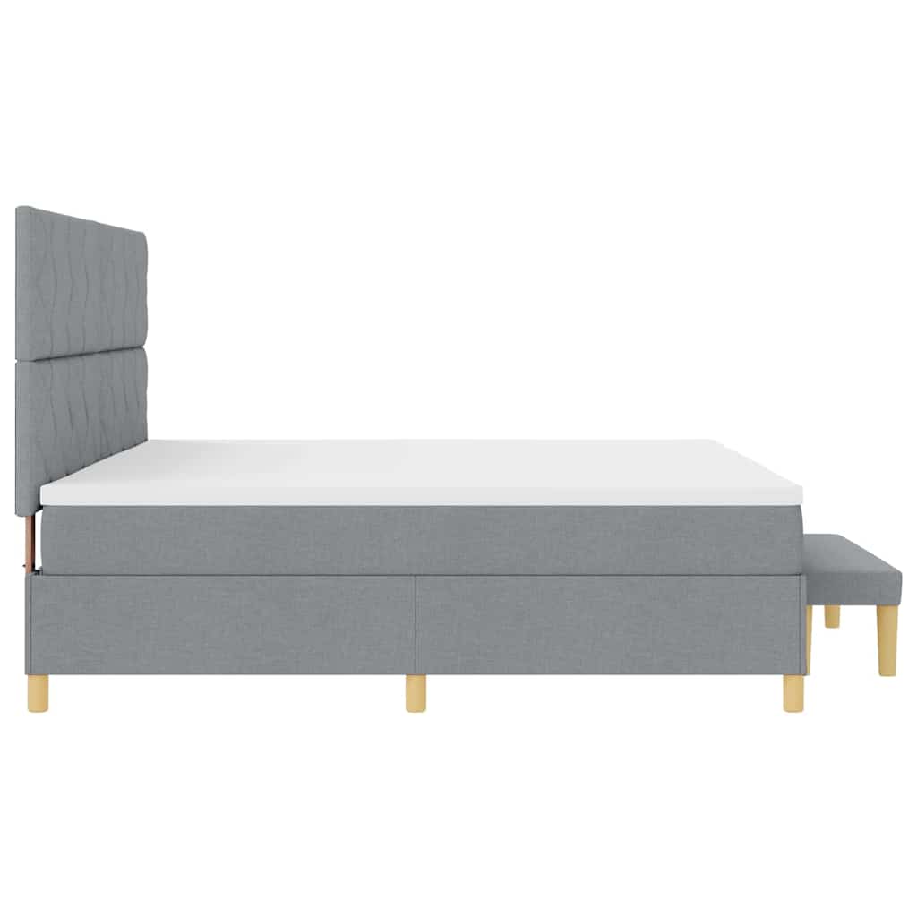 vidaXL Łóżko sprężynowe z materacem Jasnoszary 200 x 200 cm tkanina