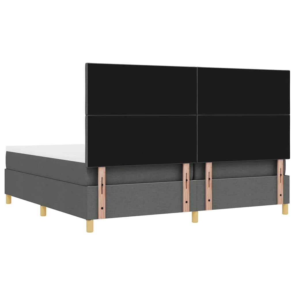 vidaXL Łóżko sprężynowe Z zagłówkiem Ciemnoszary 200 x 200 cm tkanina