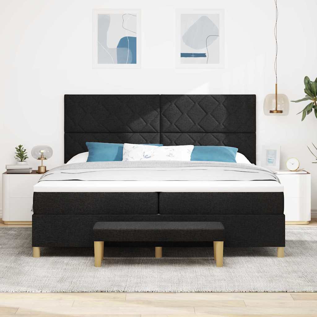 vidaXL Łóżko sprężynowe z materacem Czarny 200 x 200 cm tkanina
