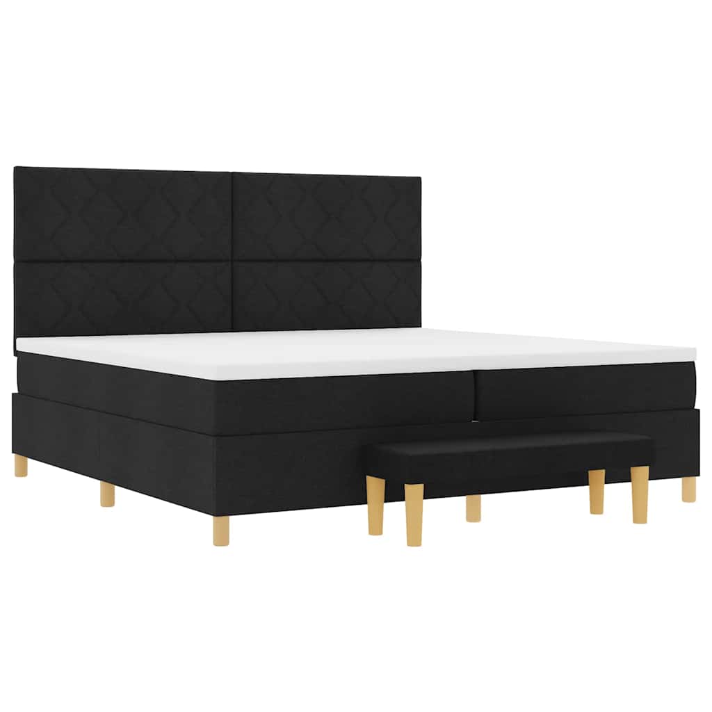 vidaXL Łóżko sprężynowe z materacem Czarny 200 x 200 cm tkanina