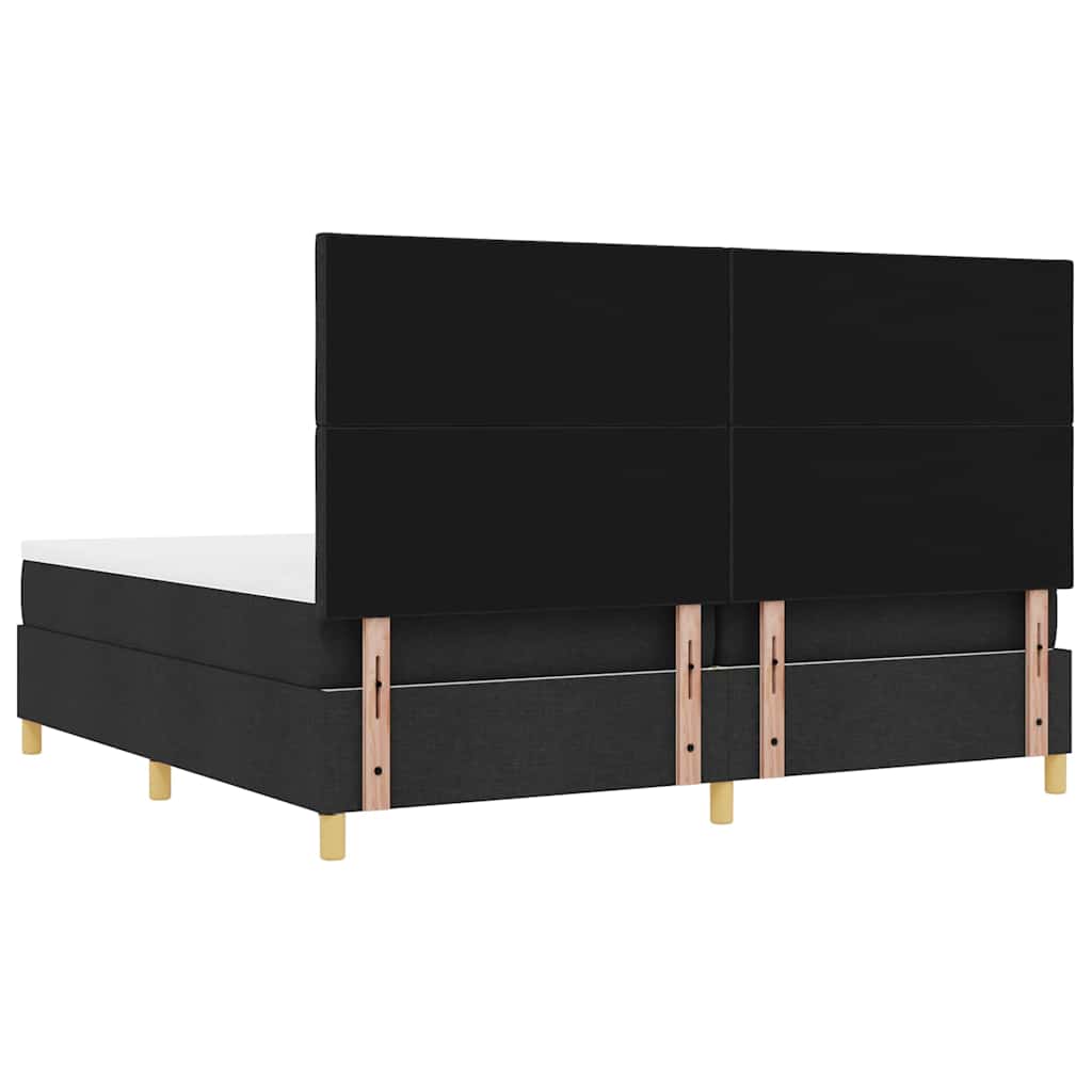 vidaXL Łóżko sprężynowe z materacem Czarny 200 x 200 cm tkanina